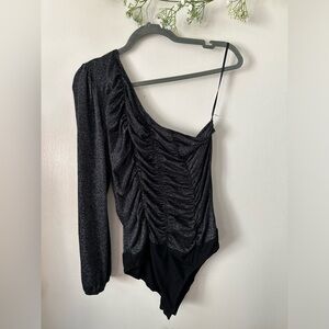 (A42)Karen Kasin | Black Metallic Bodysuit